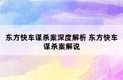 东方快车谋杀案深度解析 东方快车谋杀案解说